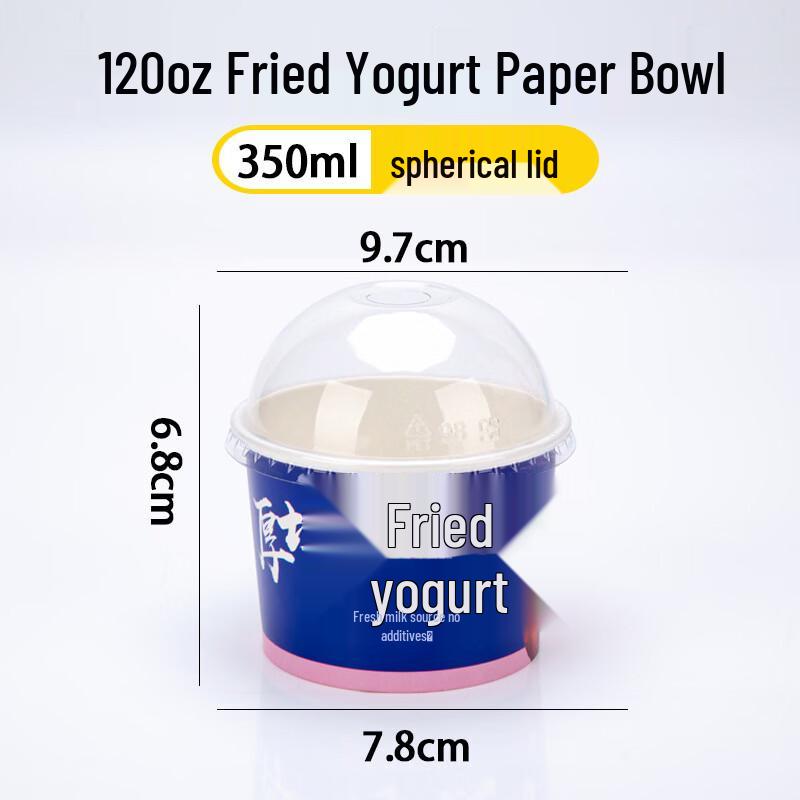 

12oz Disposable Fried Yogurt Paper Bowls with Dome Lids