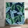 Watercolor Palm Tree Blue Shower Curtain Green Leaf Pattern Decorative Bath Rug for Home Decoration Modern Design Bathroom Acces