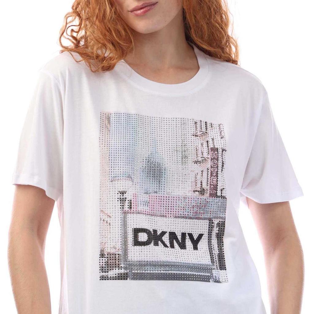DKNY Womens/Ladies Subway Rhinestone T-Shirt