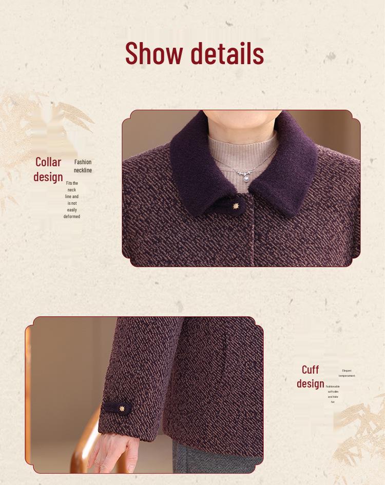 Grandma's New Spring Wool Coat for Elderly Women - Stylish Autumn and Winter Wear