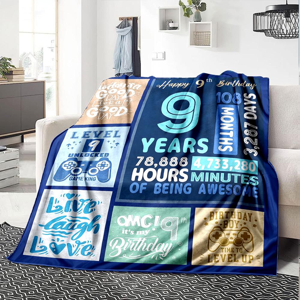 9Th Birthday Celebration Cozy Blanket Warmthful Decor for Sofa Couch Office Bed Picnics All-Season Use Cozy Home Lovers Gifting Relatives Y24