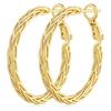 Cercei Aur Rotunzi 14K Gold Woven Hoop Earrings for Women, Unique Elegant Simple Fashion Earrings