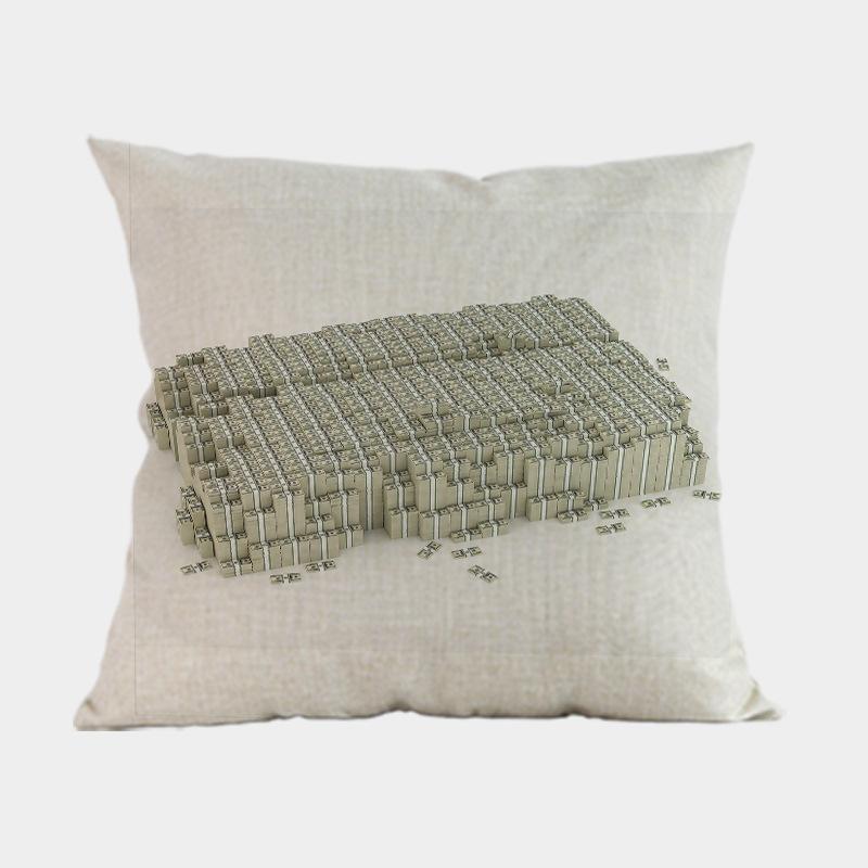 Nuovi Cuscini Decorativi per Divano a Forma di Dollaro Americano Quadrati 18 Pollici Lino Cotone Stampa di Denaro Copricuscino per Sedia da Ufficio Decorazione per la Casa