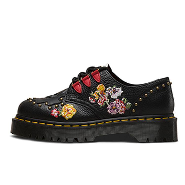 Dr. Martens 1461 Bex Series 3 Leather Studded Embroidered Casual Shoes Women Casual Shoes Black 24073001