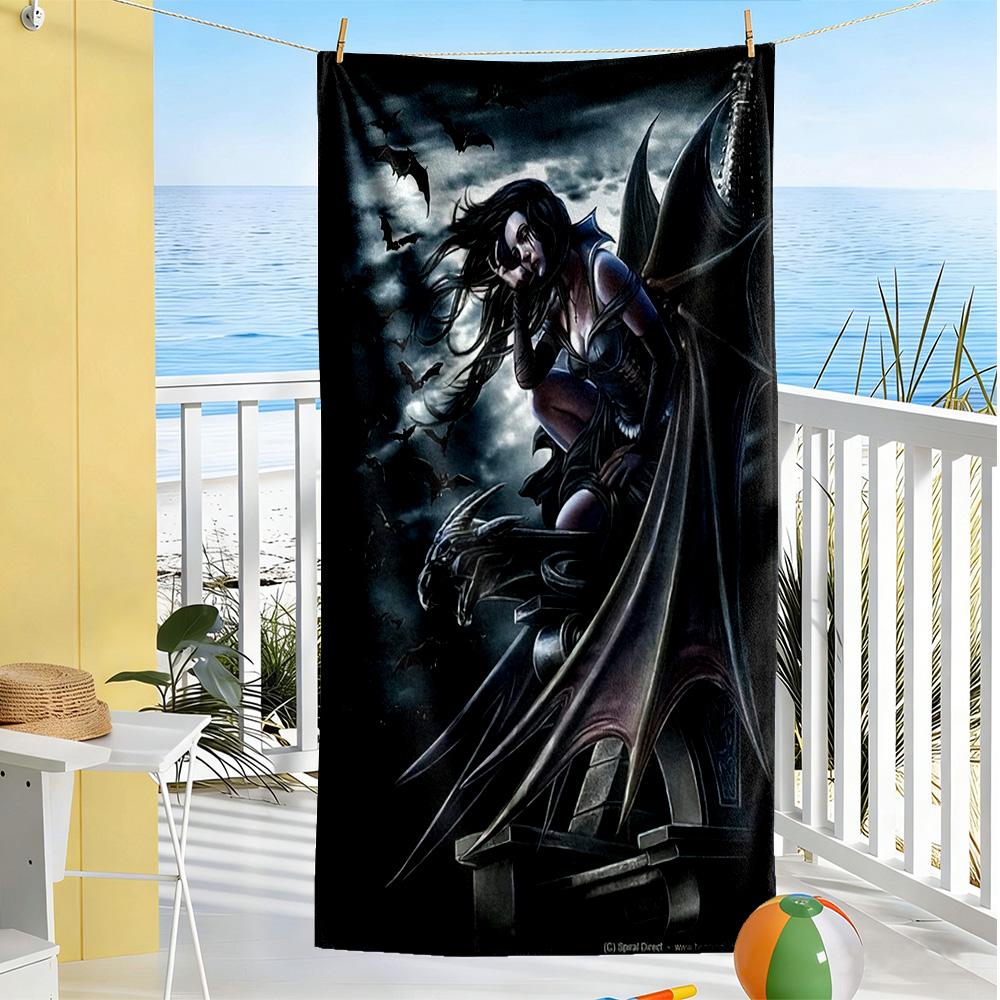 Gothic Style Beach Towel Super Soft Microfiber Quickdry Fabric Comfortable Lightweight Perfect for Traveling Yoga Camping and Swimming