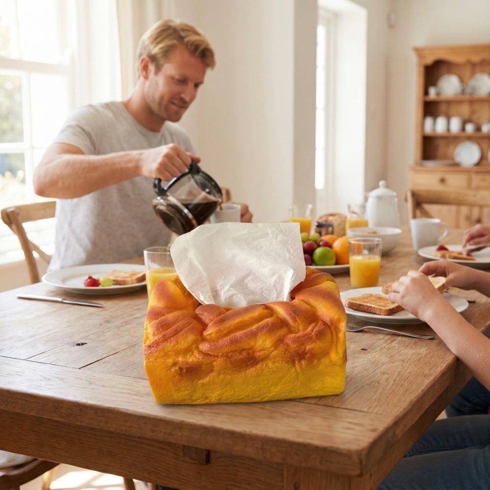 Food Toast Bread Simulation Bread Tissue Rack Storage Box Desktop Organizer Fake Toast Tissue Holder Ornament Table Decoration
