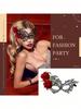 1pc Red Rose Black Lace Masquerade Mask Venetian Style For Halloween Valentine Party