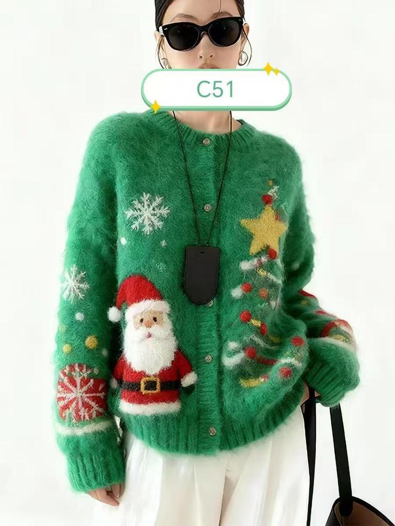 European-Size Parent-Child Jacquard Christmas Sweater Pullover for Autumn and Winter