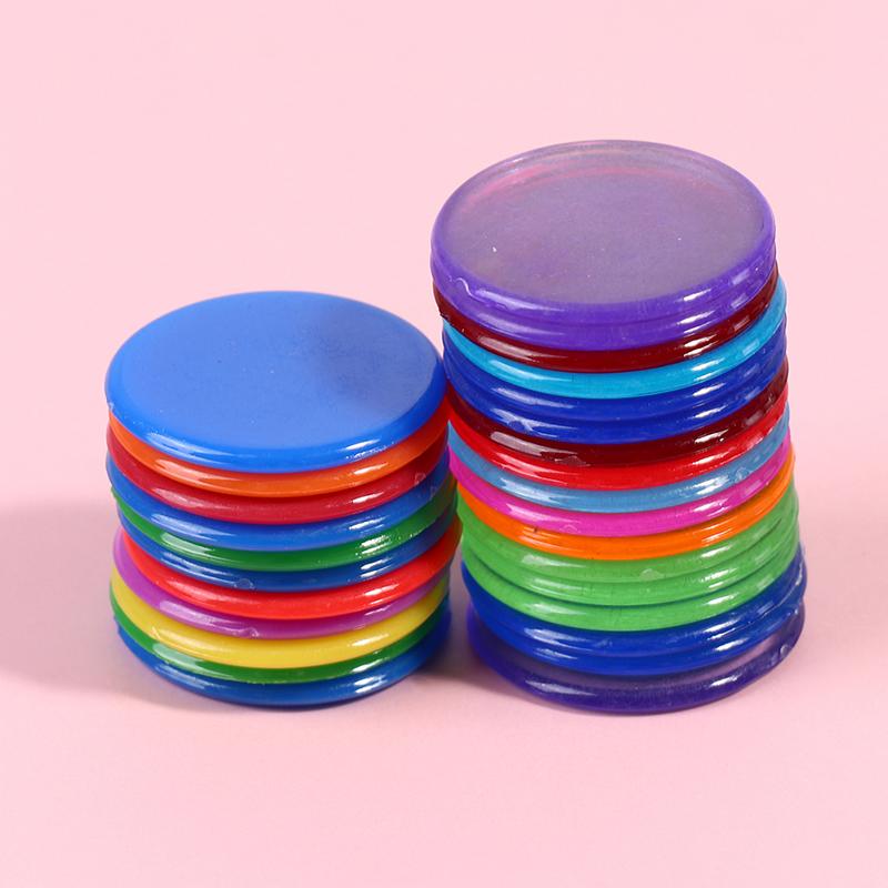 100Pcs Transparent Color Counters Counting Bingo Chips Plastic Supplies Counters