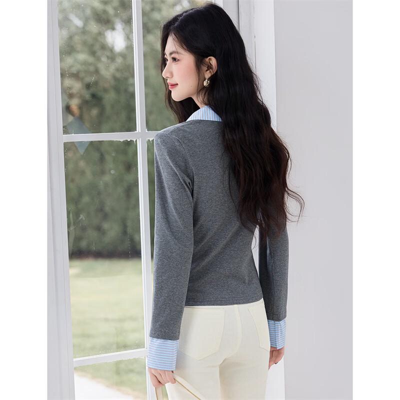 Women's Color-Block Layered Knitted Shirt Top