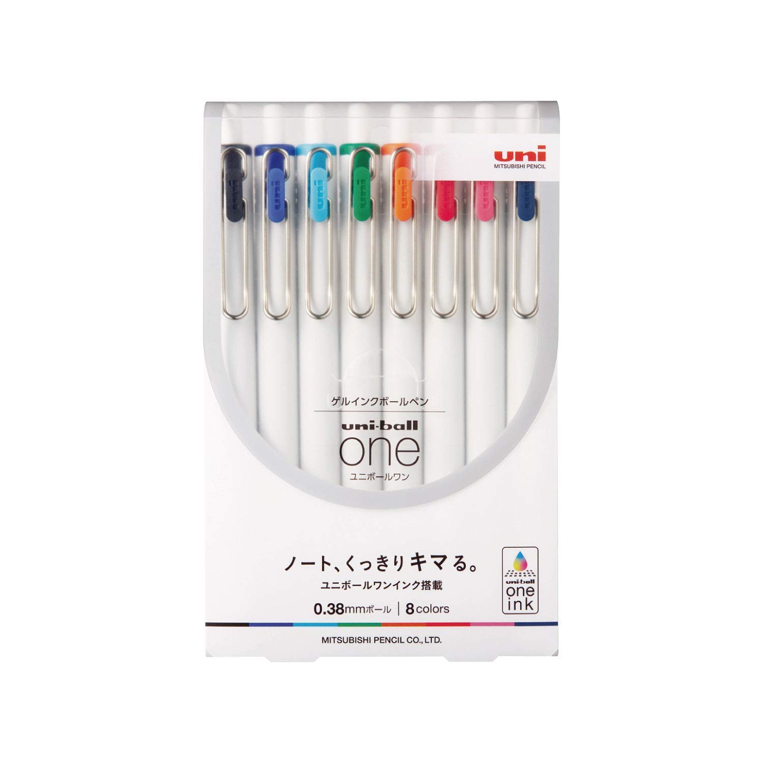 Набор гелевых шариковых ручек Mitsubishi Pencil One x 5 наборов Uni-ball 0,38 мм 8 цветов (UMNS388C)
