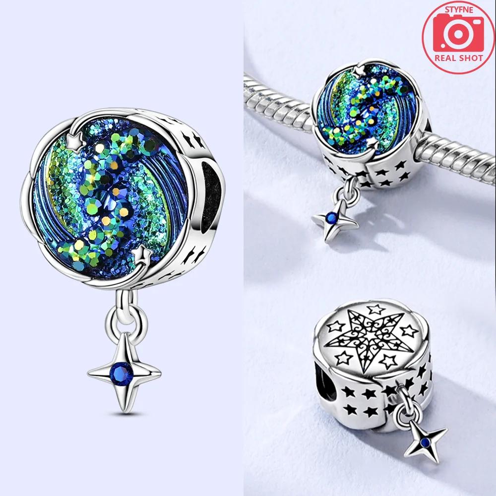 Colorful Zircon Planetary Space Starry Sunflower Beads Charms Fit Diy Original Bangle Bracelet Copper Women Jewelry Gift