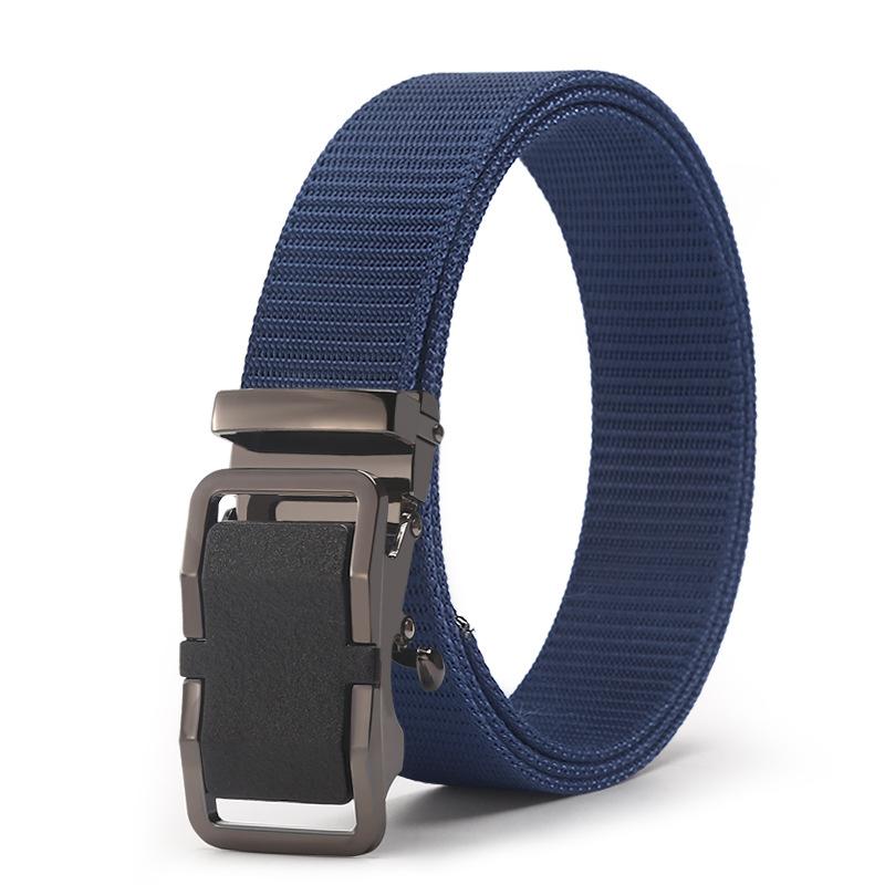 Belt Men'S Automatic Button Head Canvas Belt Medium Green Business Casual Simple Jeans Belt