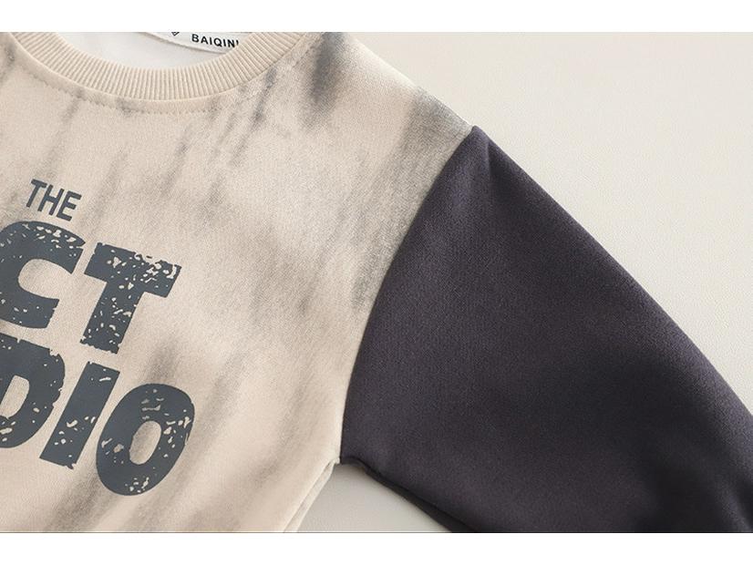 Boys' Spring 2025 Two-Piece Outfit: English Letter Round Neck Suit for Kids