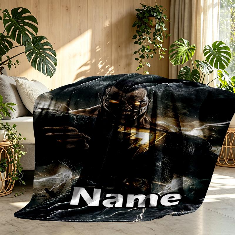 Custom Name Personalized Black Adam Print Blanket, Home Decor, Bedroom, Sofa, Camping, Couch, Gifts for Birthday Christmas