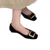 2025 spring and autumn new metal square buckle light mouth single shoes women's thick heel square head Mary Jane shoes commuter shoes fashion shoes
