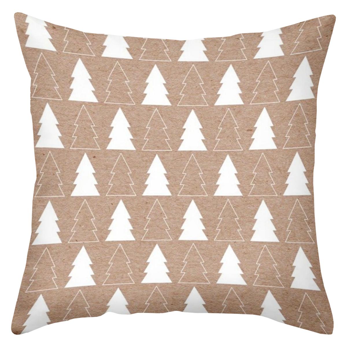 

Brown Christmas Pattern Throw Pillow Covers Set Of 4 Polyester pillowcase, sofa decorative cushion cov Headboard Pillow 45x45cm