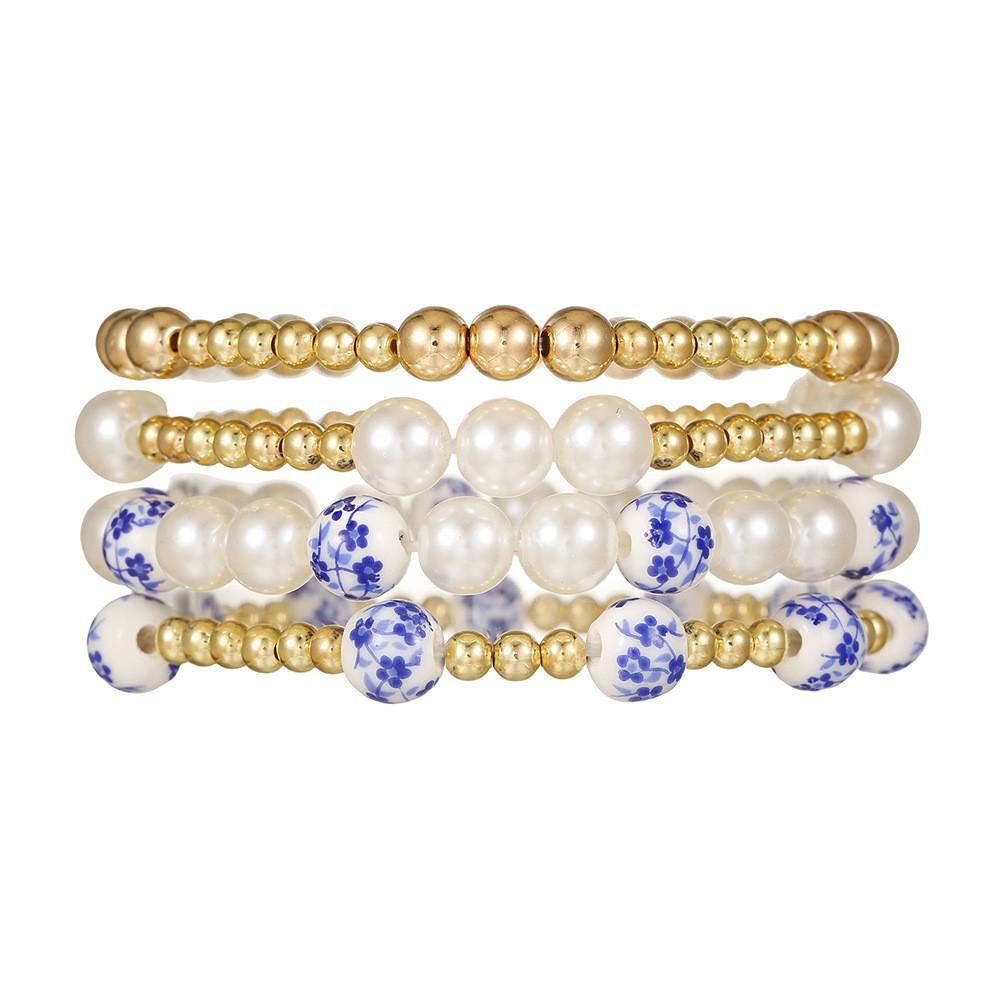 European Style Bracelet Set With Faux Pearl And Ceramic Beads For Women And Men