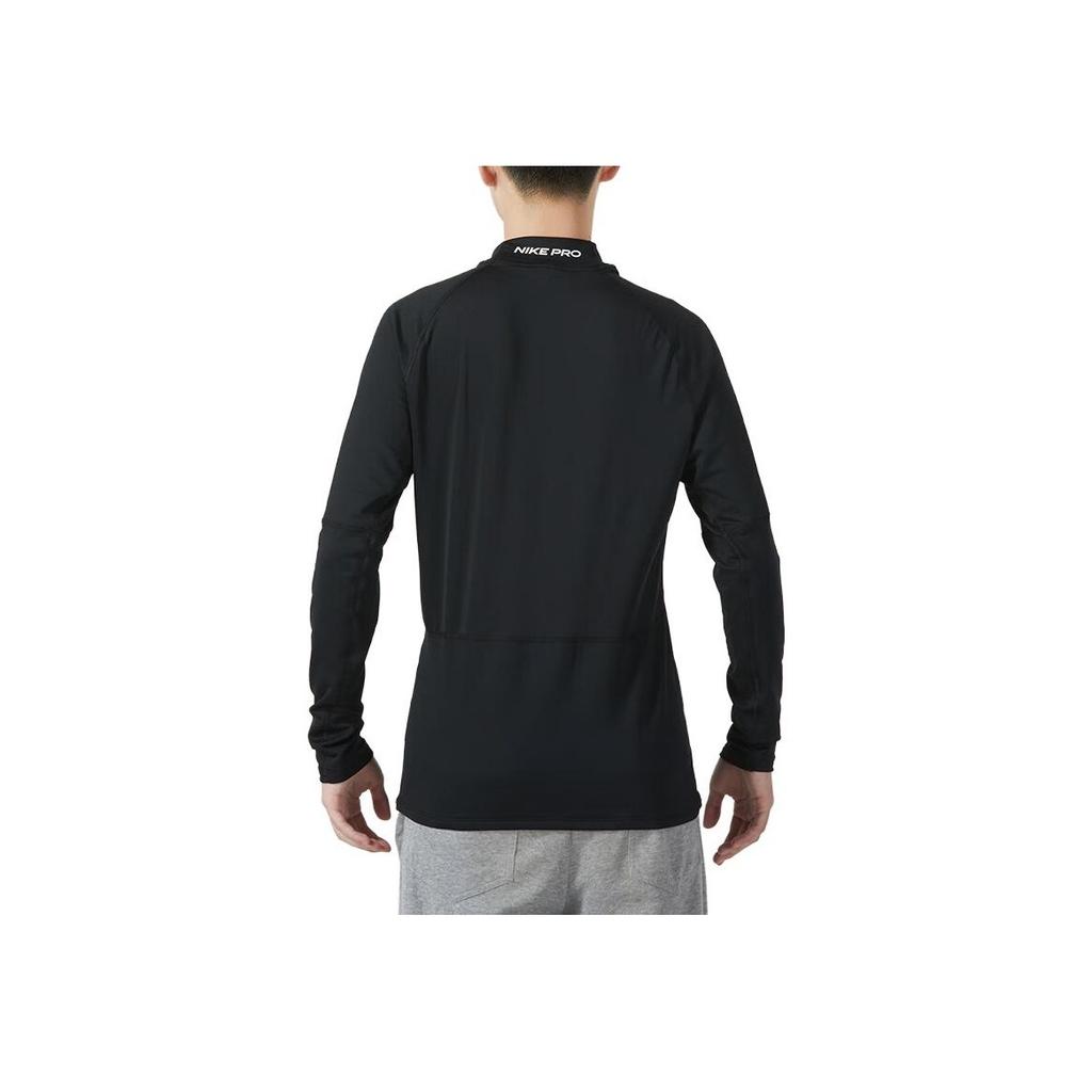 Nike Solid Color Half-Zip Mock Neck Casual Sport Breathable Long Sleeve Raglan T-Shirt Men Tops Black FB8516-010