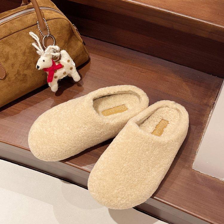 Keep your own height and thinness~ INS thick-bottomed fluffy slippers for women's 2025 autumn and winter Internet celebrity outer wear muffin bag he