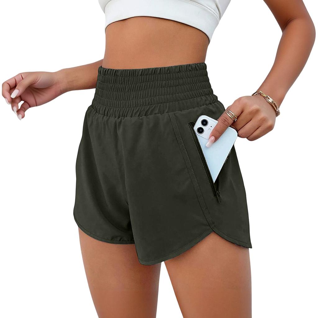 Women's Fashion High Waist Sports Running Yoga Belt Lined Adult Casual Shorts