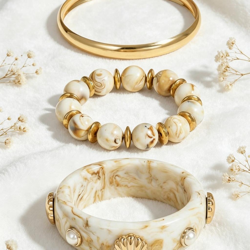 European and American Retro Smudge Round Splicing Bracelet, Personality Trend Versatile Bracelet, Niche High-end Exaggerated Jewelry Women