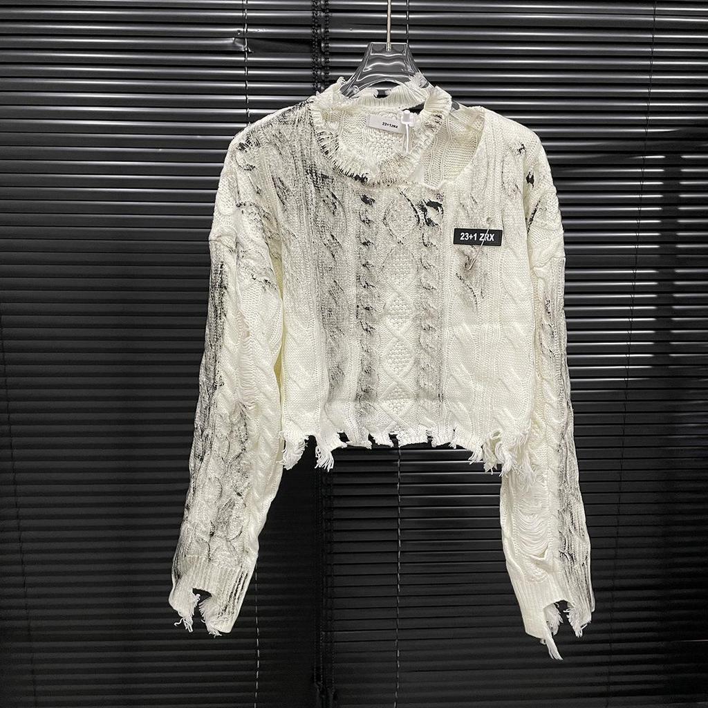 "Women's Lazy Style Knitted Sweater - Autumn Dirty Design"