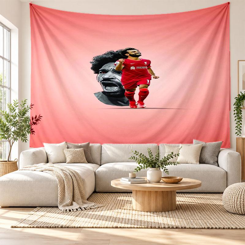 Mohamed Salah Wandkleed, Zachte Stof Wanddecoratie, Decoratieve Achtergrond Voor Slaapkamer Huis Muurkunst