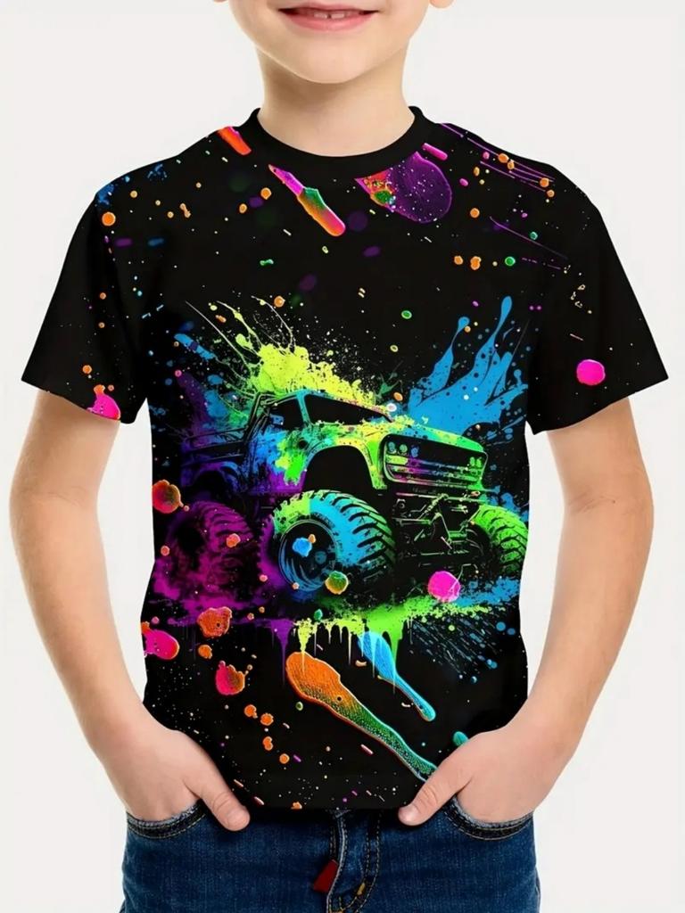 Summer Children's Clothing Car 3D Printed Boy's T-Shirt Graphic T Shirts Short Sleeve Girls Clothes Casual Round Neck Children Top