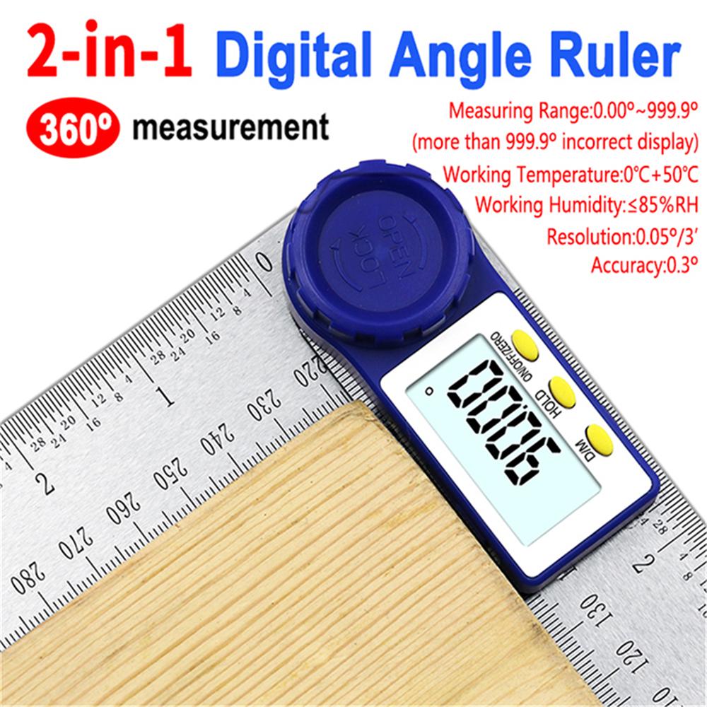 1pc Digital Angle Finder Ruler LCD Protractor 200mm Stainless Steel Angle Gauge