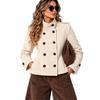 Autumn/winter new women's vintage stand-collar double-breasted corduroy slim short jacket