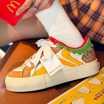 Breathable Soft Sole Thick Baseplate Shoes Women's Summer New Niche Burger Shoes Versatile Casual Board Shoes