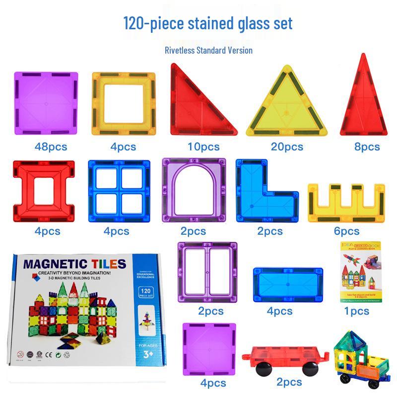Stained Glass Magnetic Building Blocks for Children - Translucent Toy Set