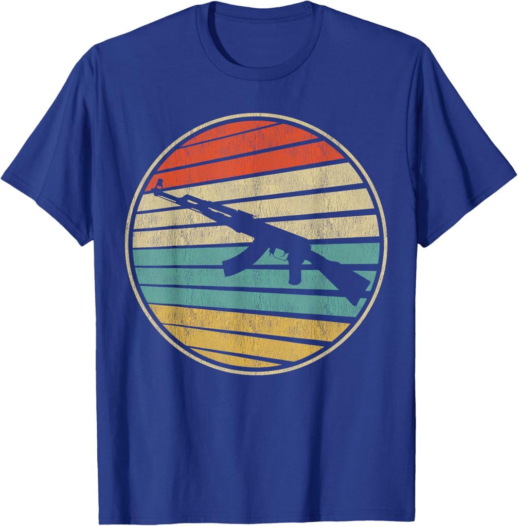 Gun Lover Vintage 70s 80s AK47 Assault Rifle TShirt 100 Cotton ONeck Short Sleeve Summer Casual Mens Tshirt Streetwear