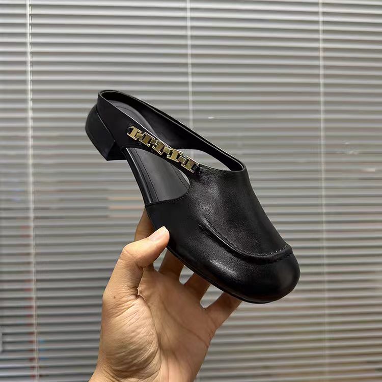 Fashion Women Slippers Heeled Sandals Comfort Mules Shoes Woman Loafers 2025 Brand Casual Shoes Shallow Summer Soft Leather Sandalias