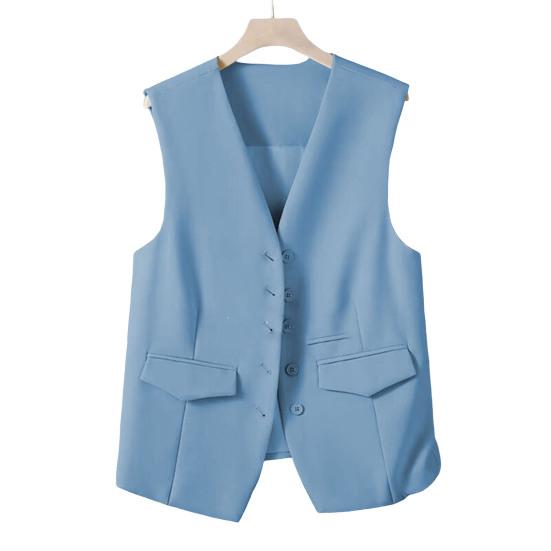 

Женский формальный жилет с v-образным вырезом, однобортный кардиган без рукавов, однотонный свободный OL, офисная одежда, жилет, женское пальто M синий