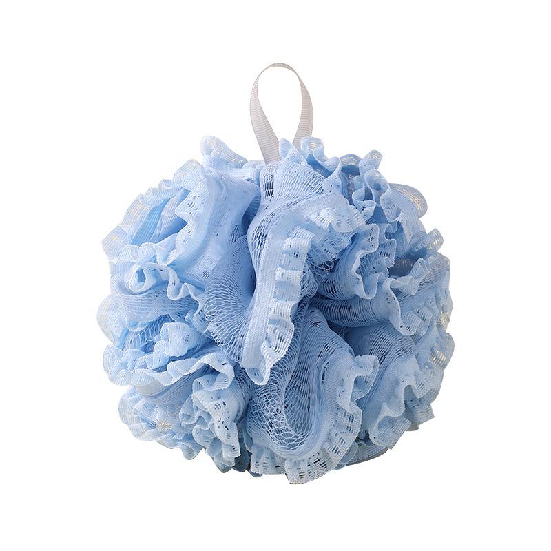 Large Cute Plain Color Exfoliating Bath Flower Foaming Ball Towel & Back Scrubber