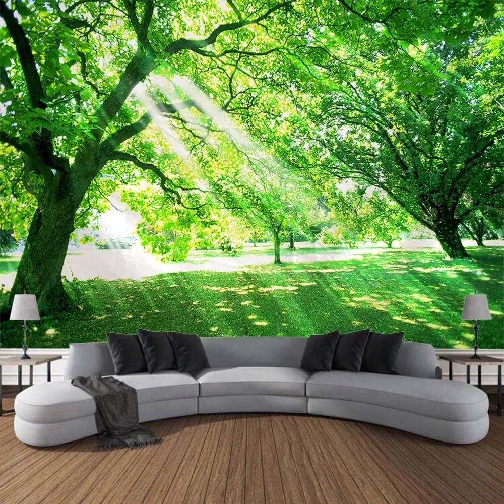 Forest landscape tapestry wall hanging living room bedroom fabric decoration background Bohemian hippie picnic mat bed sheet