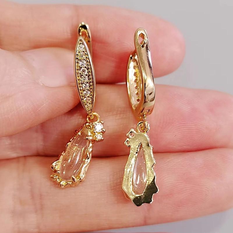 Nowe błyszczące przezroczyste kolczyki z kroplami wody dla kobiet, dziewczęce kolczyki z cyrkonii, biżuteria, codzienne akcesoria