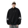 Li Ning Skateboard Series Stand Collar Solid Color Logo Reflective Loose Pullover Sweatshirt Unisex Sweatshirt Black AWDU323-1