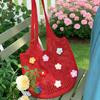 New Summer Hollow Out Knitted Single Shoulder Bag Women Chic Flowers Large Capacity Commuter Tote Bags Casual Underarm Bag