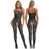Womens Sleeveless Full Body Elastic Bodysuits Silky See Through Rompers Glossy Sexy Jumpsuits