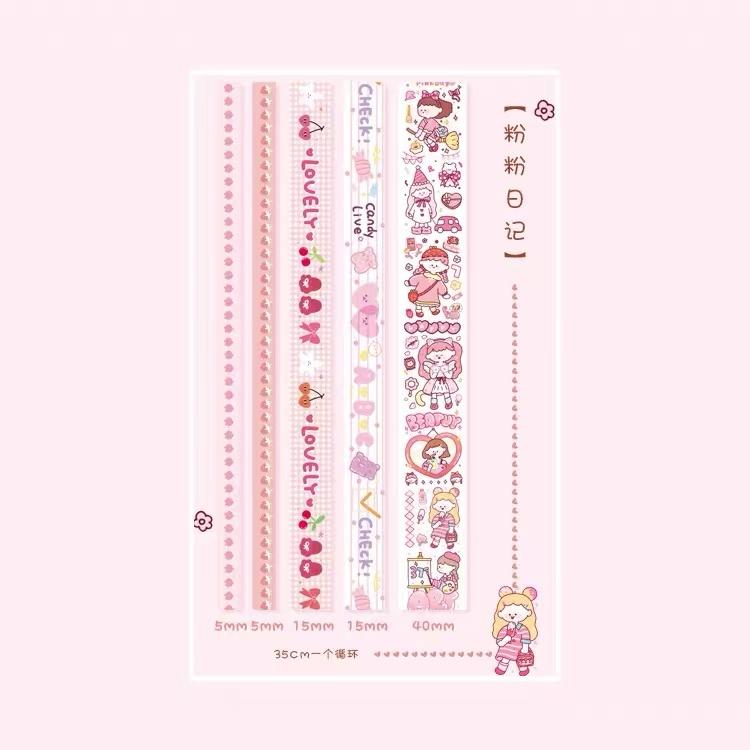 Talking Leisure Set Qiqi Cute Girl Heart and Hand Series Sticker Tape Cartoon Character Hand Painted Daily Material Decoration