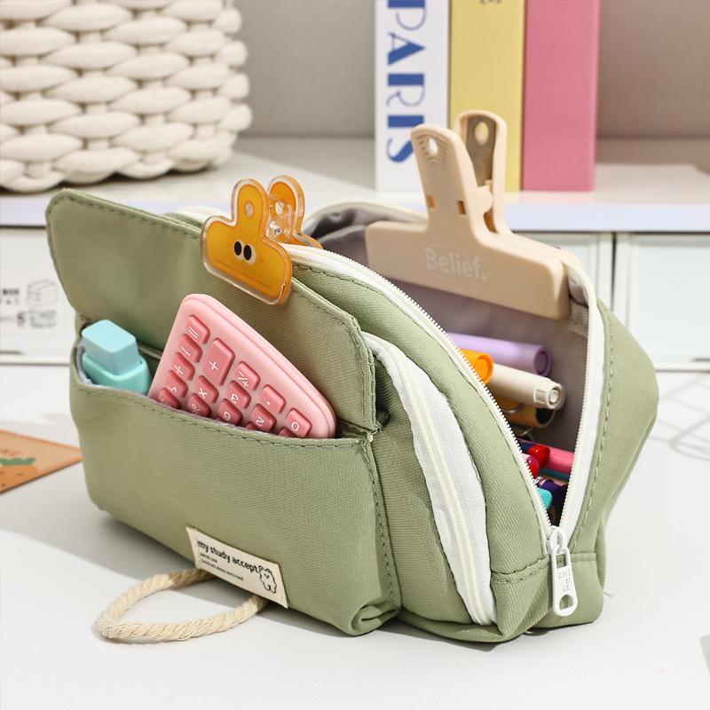 Japanese-Style Large-Capacity Pencil Case for Students - Simple Stationery Box for Elementary to High School