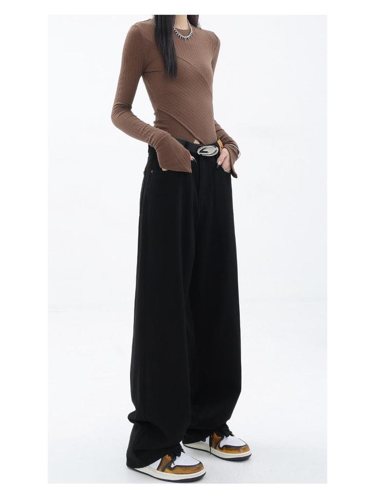 American Black Plus Size High Waist Wide Leg Jeans for Women