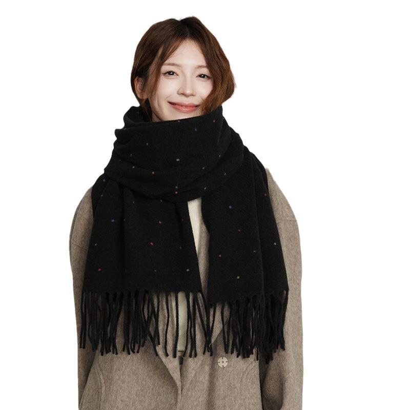 Maillard monochrome dotted scarf women's autumn and winter new warm thickened scarf student versatile shawl