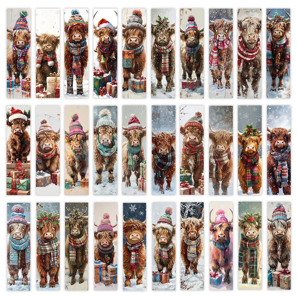 

32pcs, Highland Cow Bookmarks, suitable for back-to-school season, Christmas, Halloween, teachers, readers, and birthdays.
