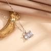 Higan Flower Bow Necklace Women'S Light Luxury Simple Versatile Zircon Pendant Same Neck Chain