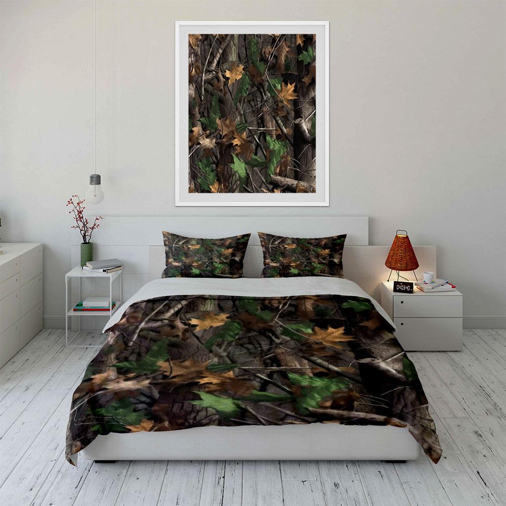 Camouflage Three-Piece Set Outdoors Soft Skin-Friendly Bedding Set Includes 1 Duvet Cover And 2 Pillowcase Gift
