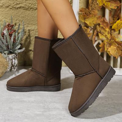 Fashion 2024 Women Shoes High Quality Winter Slip-on Mid-calf Women Boots Fashion Solid Casual Snow Boots Large Size Platform Boots